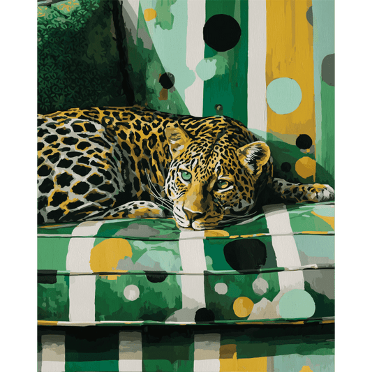 Leopard on sofa | Paint by Number-Paint by numbers