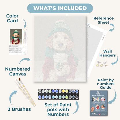 Winter Latte Pup | Paint by Number