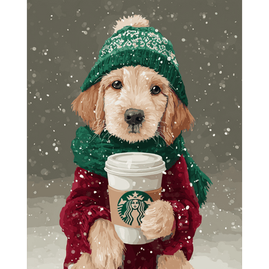 Winter Latte Pup | Paint by Number