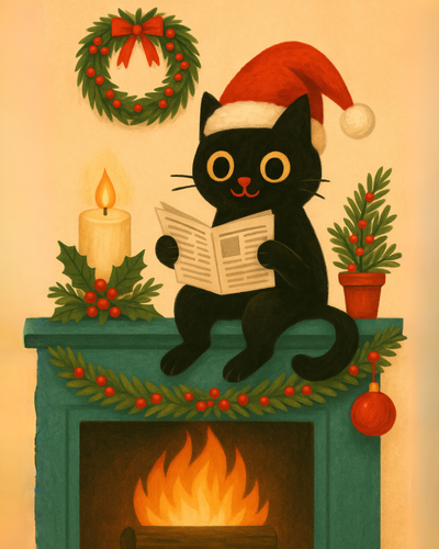 A cat by the fireplace | Paint by Number