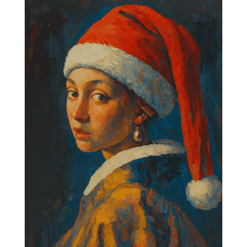 Festive girl with pearl earring | Paint by Number