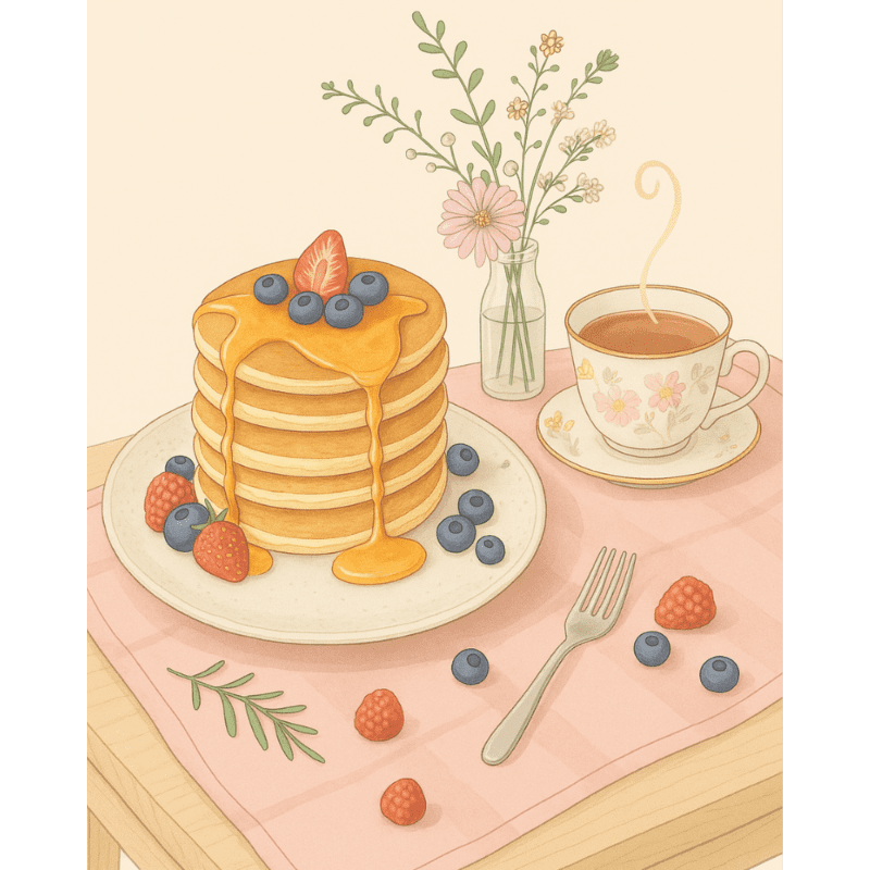 Pancakes with Love | Paint by Number-Paint by numbers