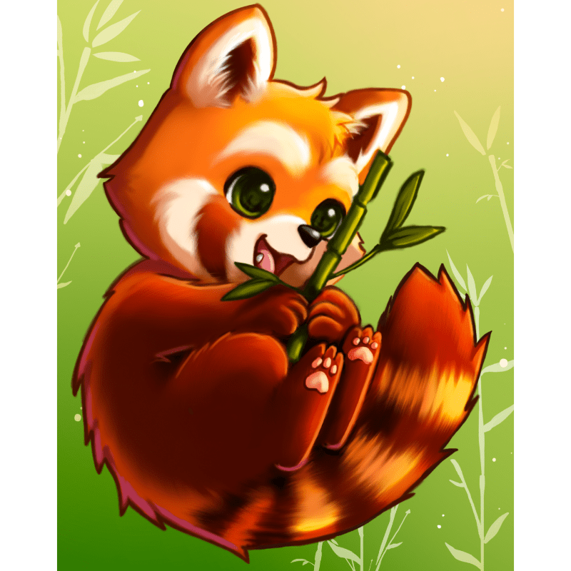 Red Panda With Bamboo - By Vink-Paint by numbers