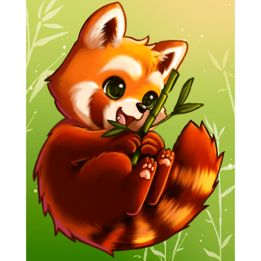 Red Panda With Bamboo - By Vink-Paint by numbers