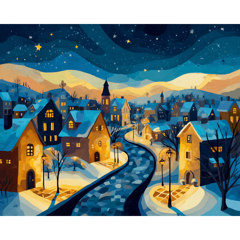 Christmas Eve sunset | Paint by Number-Paint by numbers