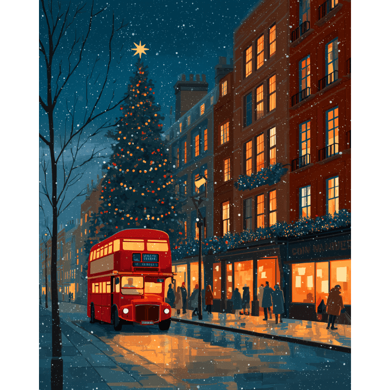 Christmas Eve in London | Paint by Number-Paint by numbers