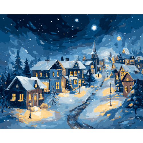 Peaceful Winter village | Paint by Number