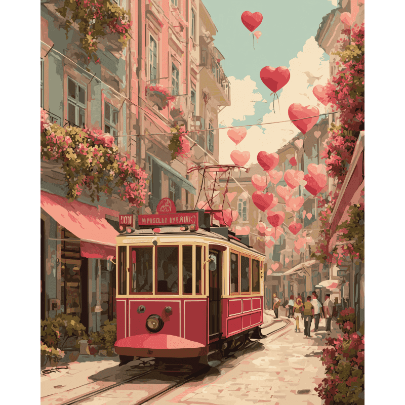 Tram to Love | Paint by Number-Paint by numbers