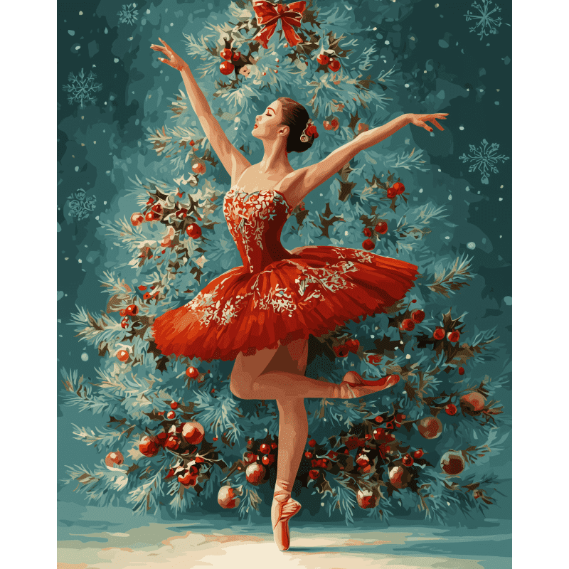 Festive ballerina | Paint by Number-Paint by numbers