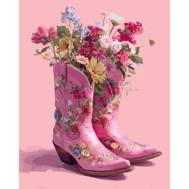Cowboy Floral boots | Paint by Number