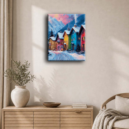 Colorful winter village | Paint by Number