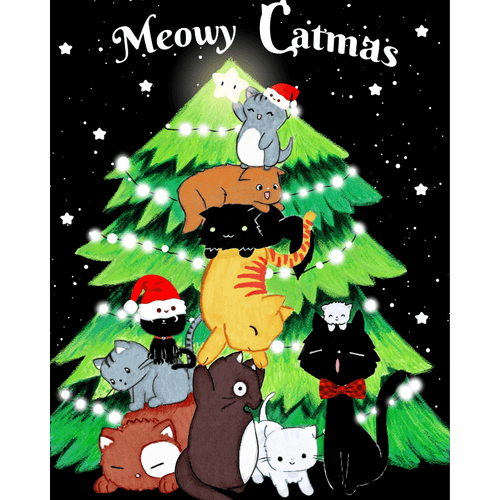 Meowy Catmas - By Tiny Tami | Paint by Number