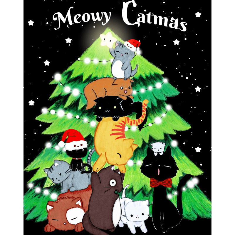 Meowy Catmas   By Tiny Tami | Paint by Number