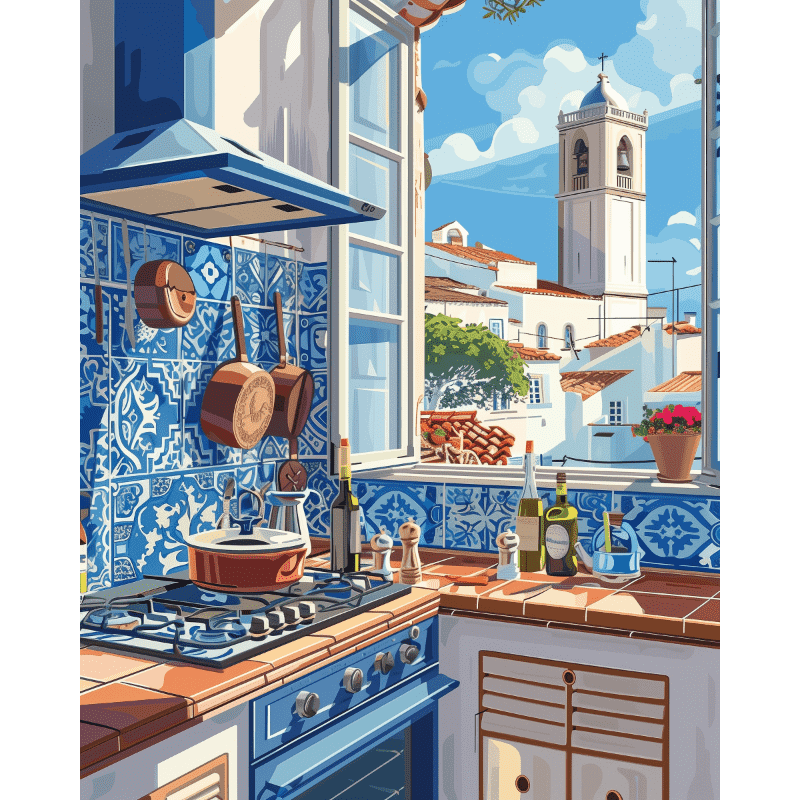 Blue kitchen | Paint by Number-Paint by numbers