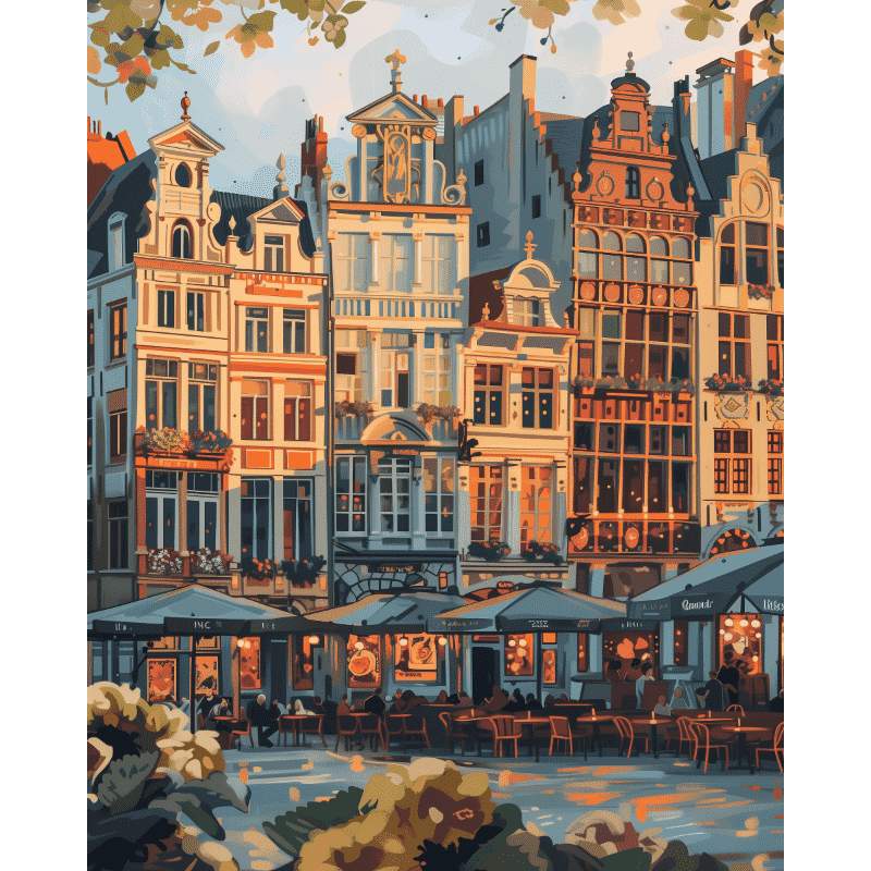 Sunset in Brussel | Paint by Number-Paint by numbers
