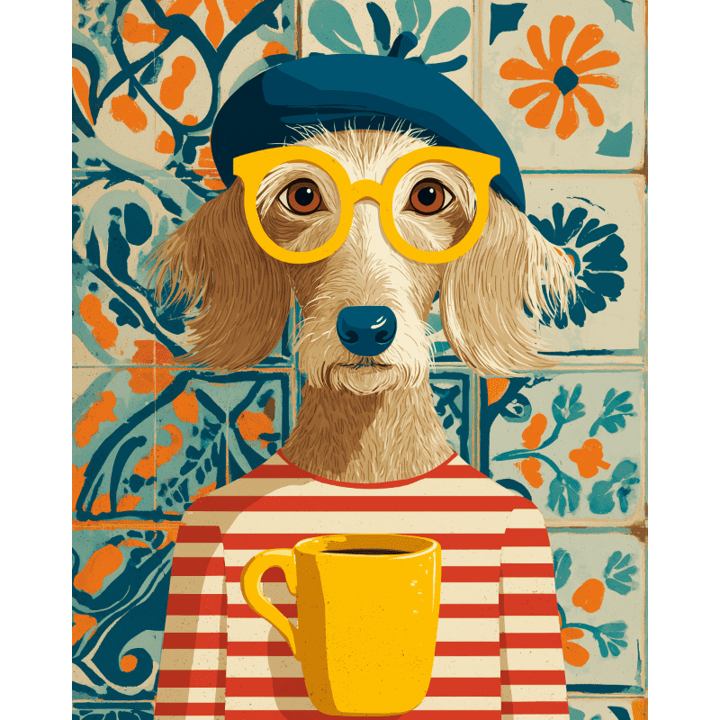 French style dog | Paint by Number-Paint by numbers