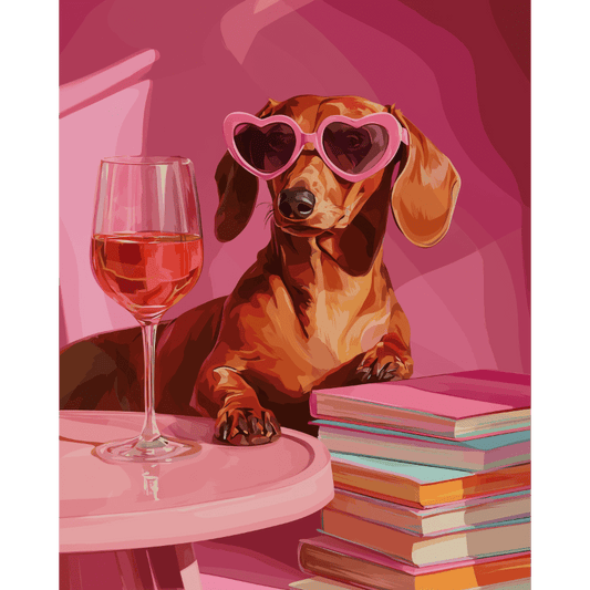 Dachshund in pink | Paint by Number-Paint by numbers
