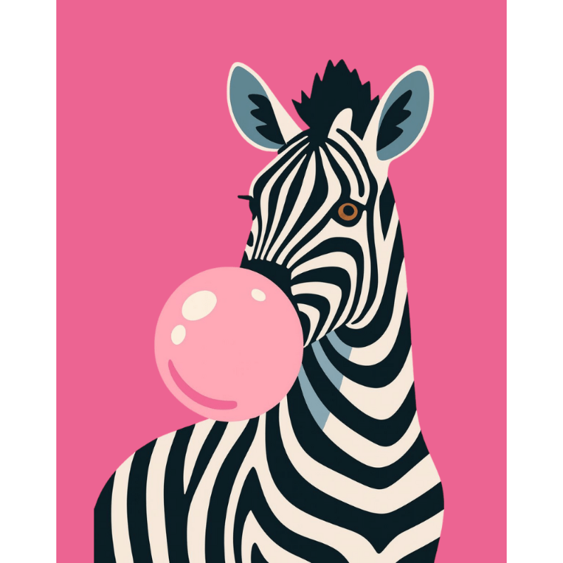 Chewing gum Zebra | Paint by Number- Paint by Numbers