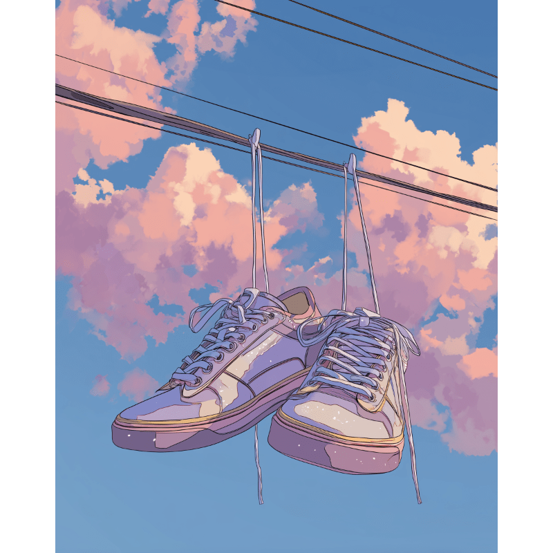Hanging sneakers | Paint by Number- Paint by Numbers