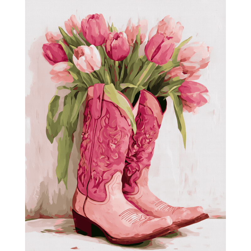 A tulip cowgirl boots | Paint by Number-Paint by numbers