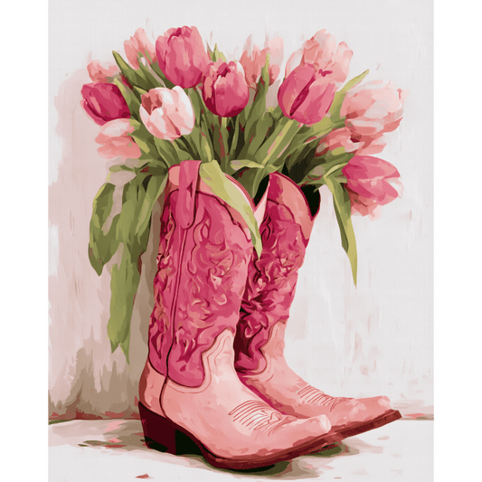 A tulip cowgirl boots | Paint by Number-Paint by numbers