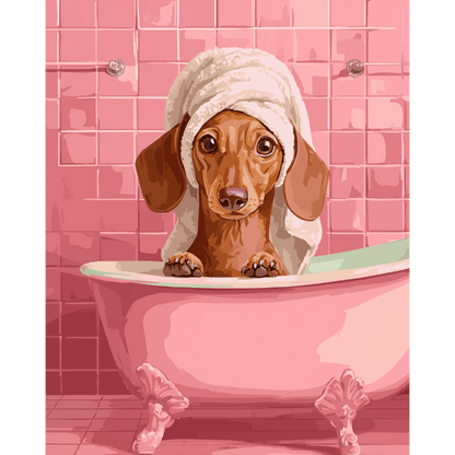 Dachshund in bath | Paint by Number- Paint by Numbers