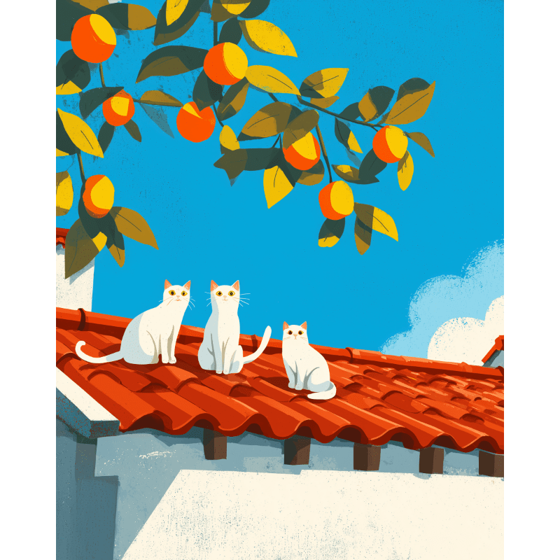 Trio on the roof | Paint by Number- Paint by Numbers