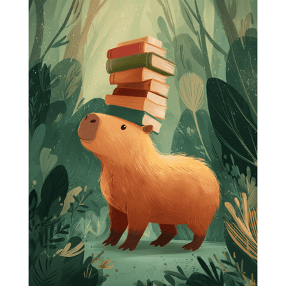 The Bookish Capybara | Paint by Number- Paint by Numbers