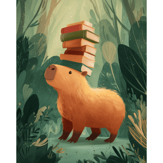 The Bookish Capybara | Paint by Number- Paint by Numbers