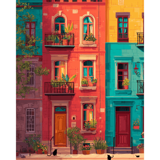 Colorful facades | Paint by Number- Paint by Numbers