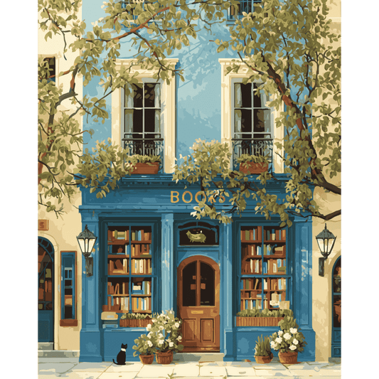 The Blue Bookshop | Paint by Number- Paint by Numbers