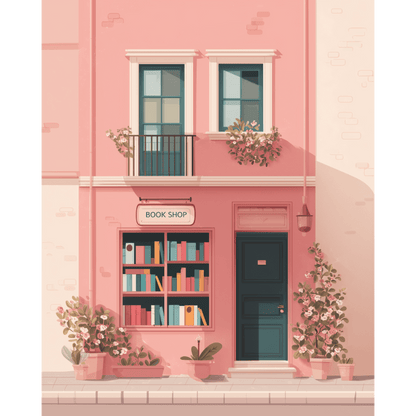 The Pink Bookshop | Paint by Number- Paint by Numbers