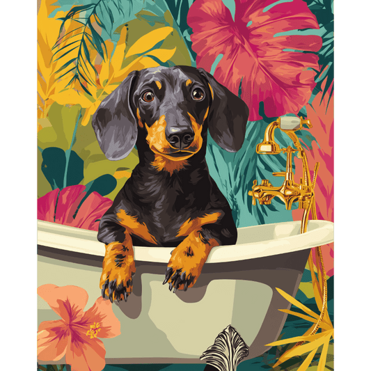 Tropical dachshund | Paint by Number- Paint by Numbers