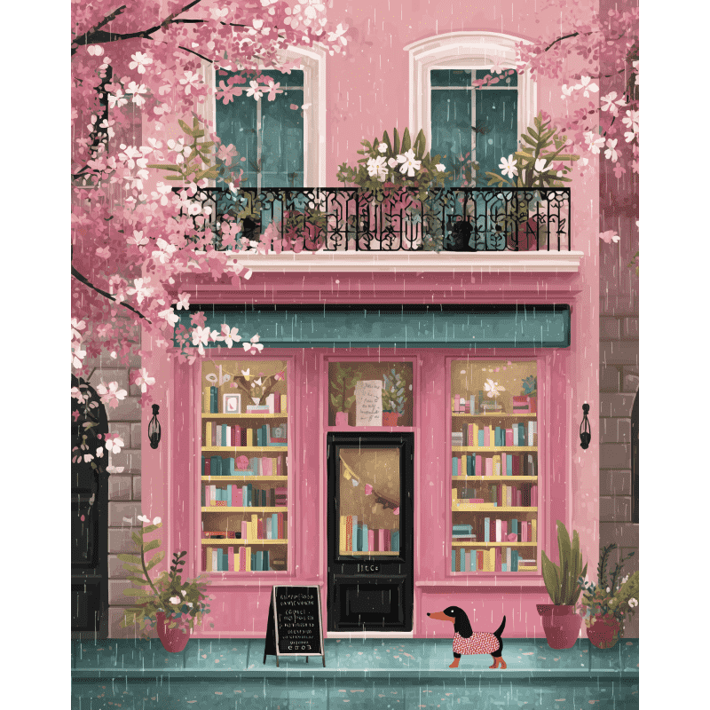 Boutique in pink | Paint by Number- Paint by Numbers