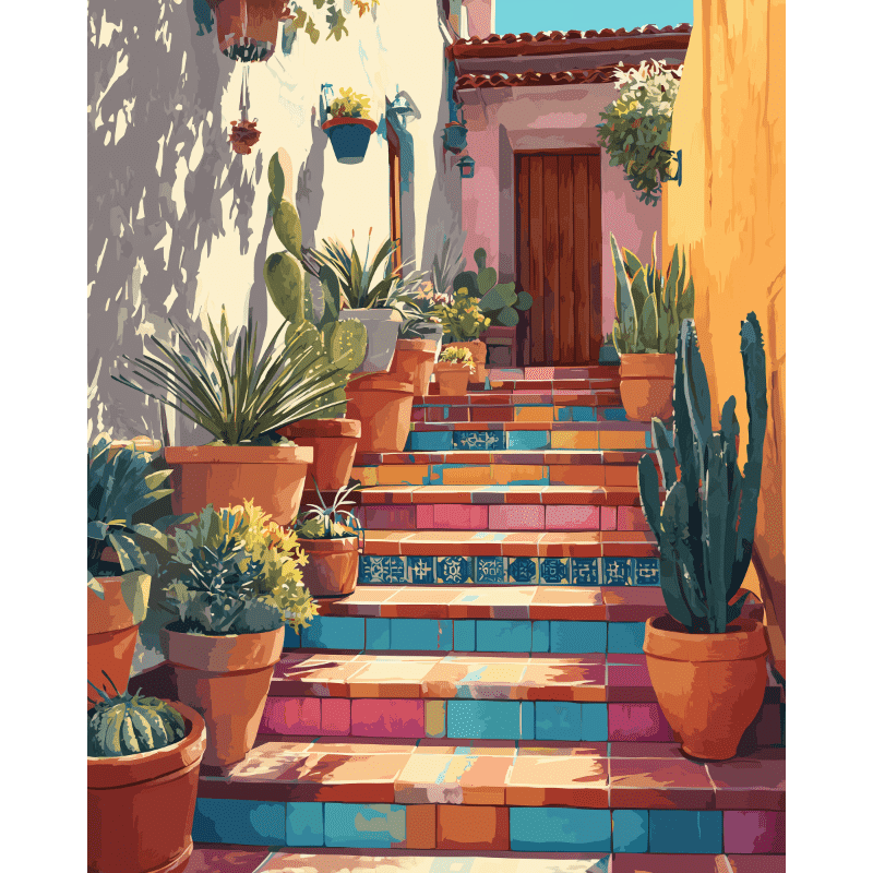 Stairs to Mexico | Paint by Number- Paint by Numbers