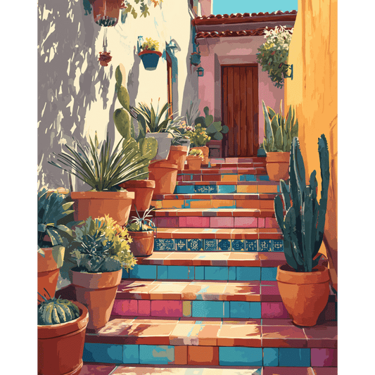 Stairs to Mexico | Paint by Number- Paint by Numbers