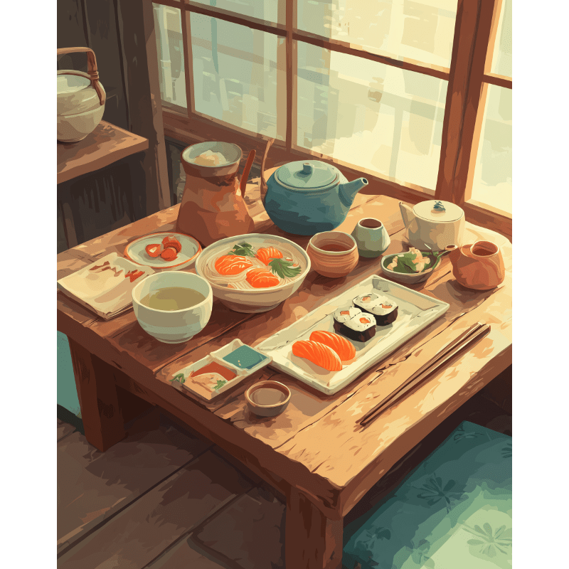 Japanese dinner | Paint by Number- Paint by Numbers