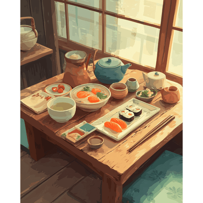 Japanese dinner | Paint by Number- Paint by Numbers