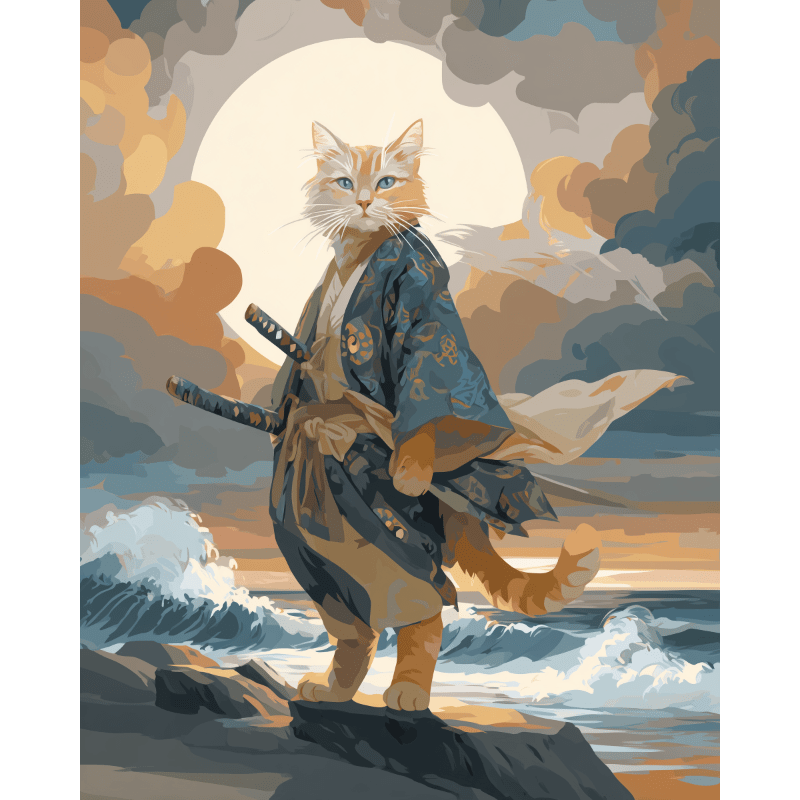 Samurai Cat | Paint by Number- Paint by Numbers