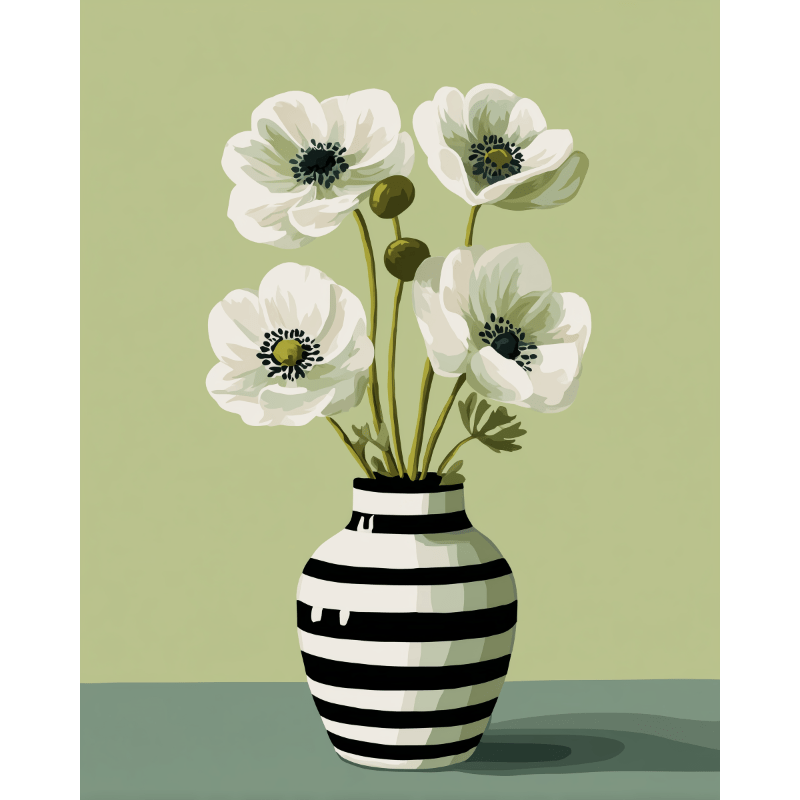 White flowers | Paint by Number- Paint by Numbers