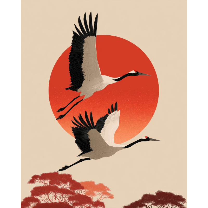 Two cranes | Paint by Number- Paint by Numbers