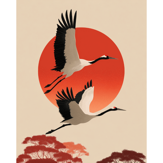 Deux Grues | Peinture par numéros