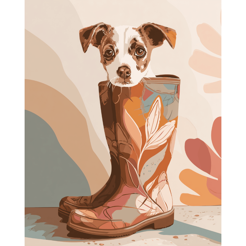 Pup in boot | Paint by Number- Paint by Numbers