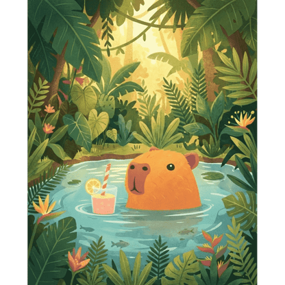 Chilling capybara | Paint by Number- Paint by Numbers