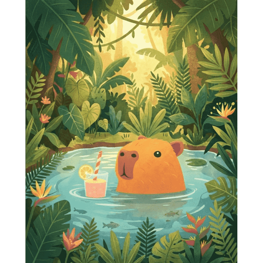Chilling capybara | Paint by Number- Paint by Numbers