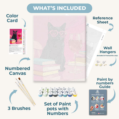 Black Cat at the Pink Table | Paint by Number