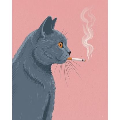 Smoking British Shorthair | Paint by Number- Paint by Numbers
