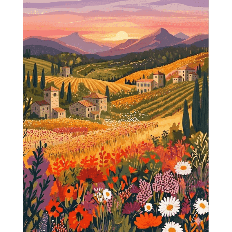 Wildflower landscape | Paint by Number- Paint by Numbers