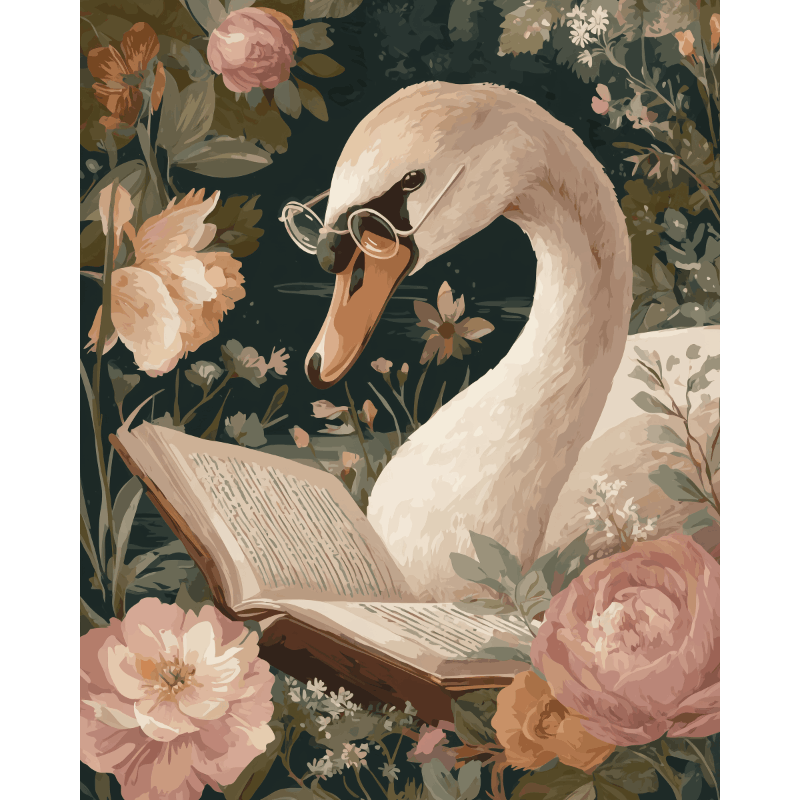 Reading swan | Paint by Number- Paint by Numbers