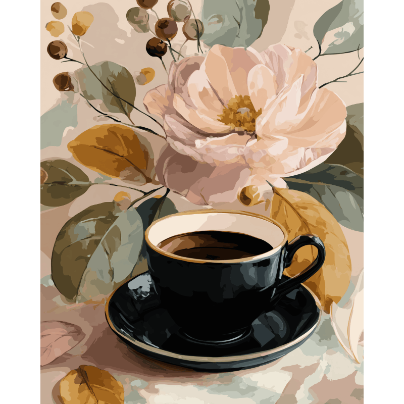 Black cup of coffee | Paint by Number- Paint by Numbers